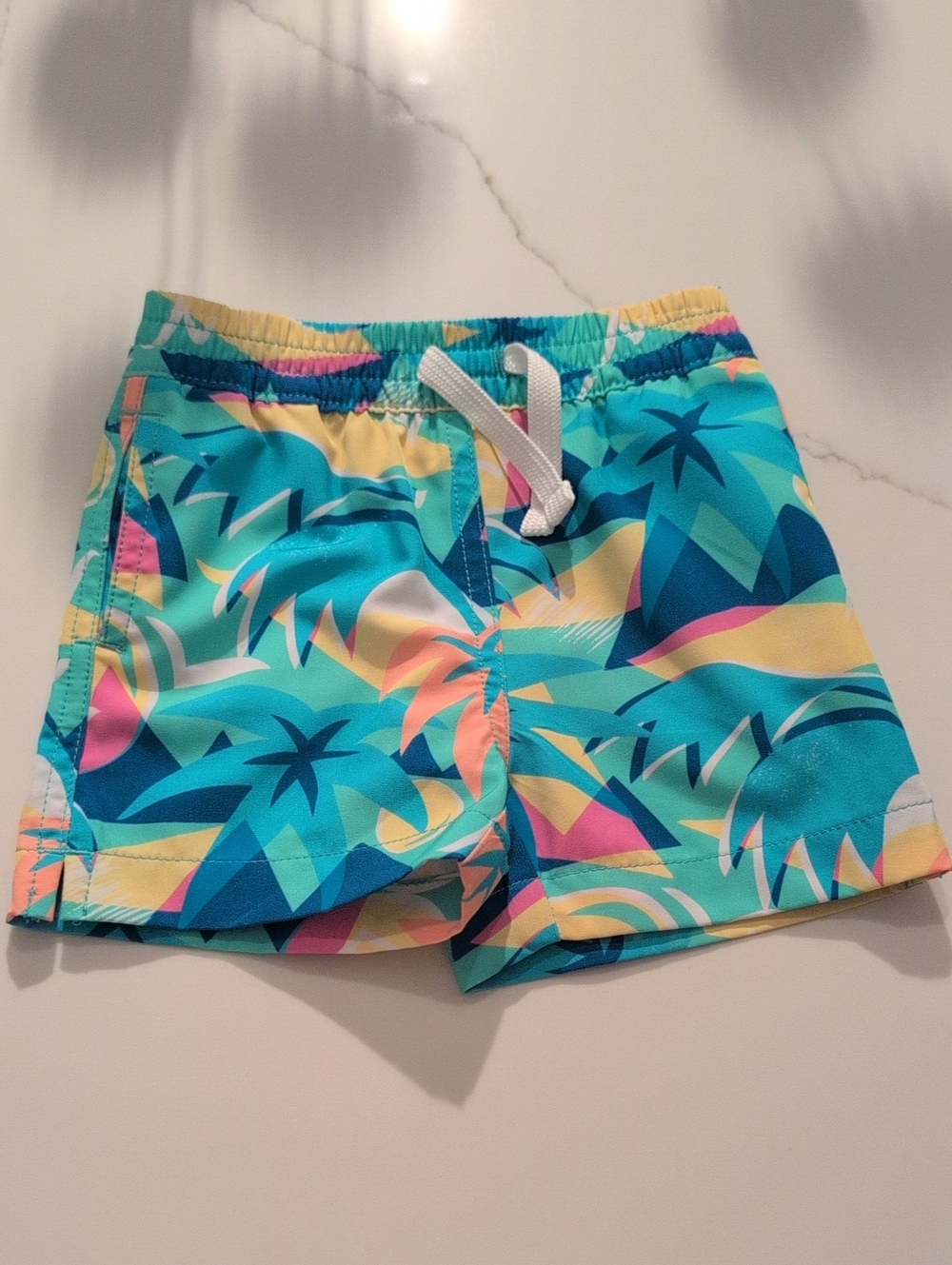 chubbies Kids Teal Tropical Print Swim Trunks